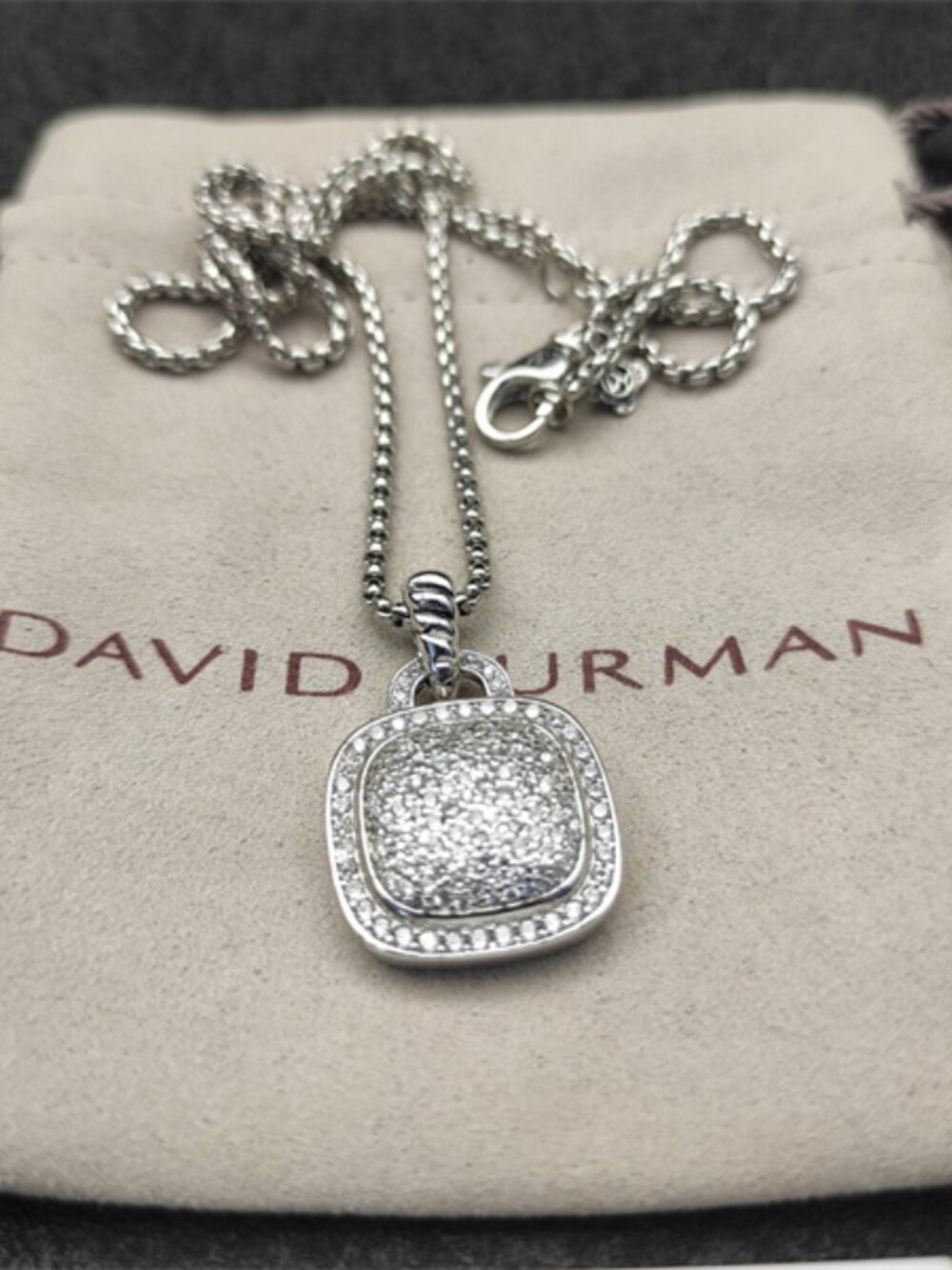 ✨ David Yurman Pave Diamond Square Necklace